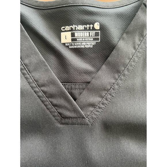 carhartt Scrub Top Modern Fit BLACK Side Snaps Vented Shoulder on Back LARGE - Picture 7 of 10